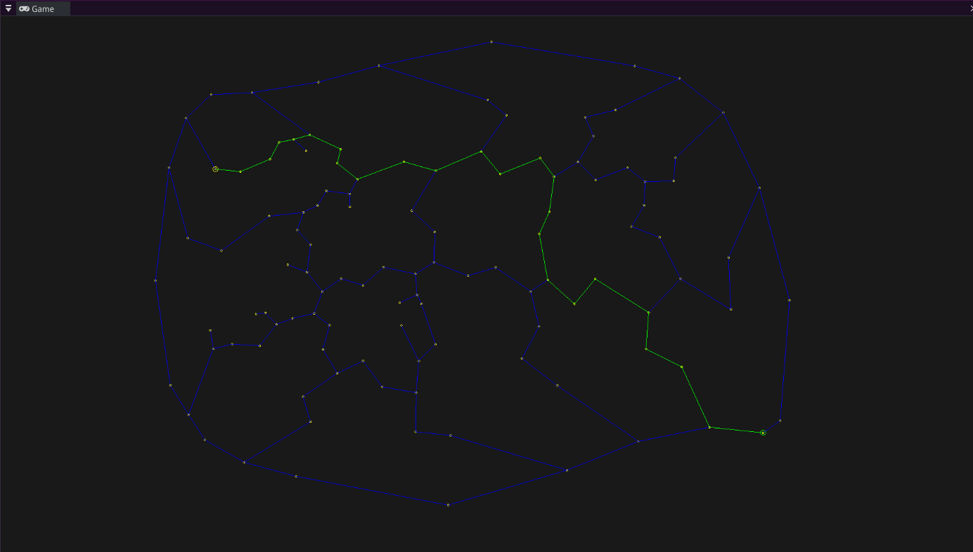 A* path computed on the graph
