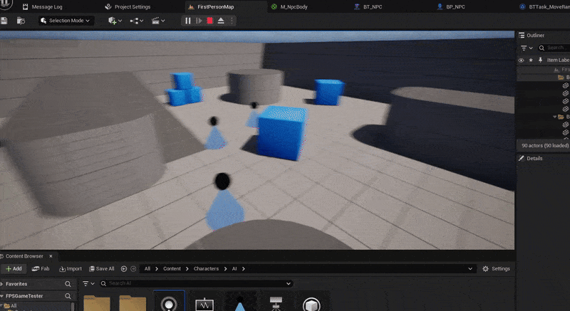 NPCs with behavior tree and perception